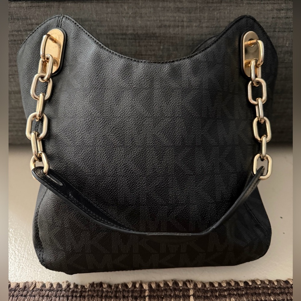 Michael Kors Black Shoulder Bag with Gold Chain